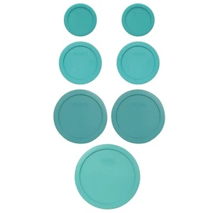 Pyrex 7 Piece Turquoise Replacement Lid Bundle For 7200, 7201, 7202, 7402 Bowls - Picture 1 of 5