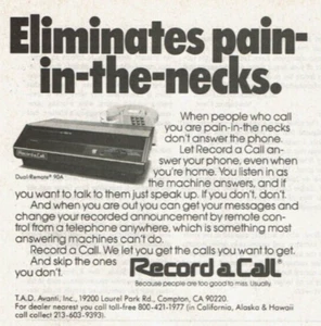Anuncio impreso vintage 1981 elimina el dolor en el cuello grabar una llamada contestador telefónico - Imagen 1 de 2
