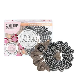 Gomas de pelo Invisibobble Sprunchie Duo British Royal brillo dorado y blanco - Imagen 1 de 3