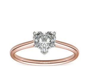 2 .00 Carat Classic Heart IGI Certified Lab Grown Diamond Ring 14K Rose Gold - Picture 1 of 7