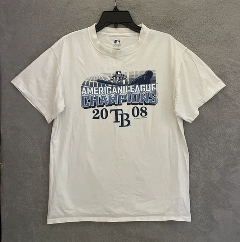 2008 Tampa Bay Rays MLB Baseball Shirt AL Champions Adult Medium Short Sleeve Cover