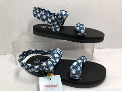 Cat & Jack Toddler Girls Sandals Size 11 Blue Mia Blue and White #13 O - Image 1 of 4