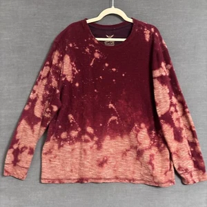 Faded Glory Shirt 2XL Maroon Thermal Waffle Bleached Grunge 90s y2k Workwear - Picture 1 of 8