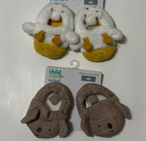 NEW Carter's Baby Slippers Newborn Koala Bear Giraffe Shoes Slip On 2 Pair