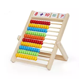 Abacus With Multi Color Beads Learn Math Classic Wooden Abacus Counting Doll - Picture 1 of 12