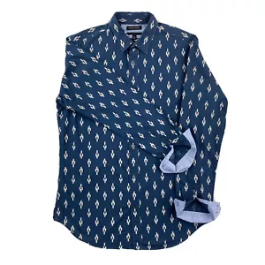 Camicia azteca Banana Republic slim fit uomo M blu polsino infradito manica lunga con bottoni - Foto 1 di 15