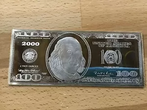 2000 Commemorative $100 Federal Reserve Note Proof Silver Art Bar P2575 - Picture 1 of 13