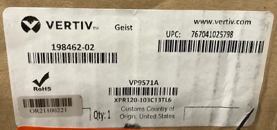 Vertiv Geist Basic PDU 208v VP9571A ✅ ❤️️ ✅ ❤️️ NEW! OPEN BOX! ✅ ❤️️ ✅ ❤️️ - Image 1 of 4