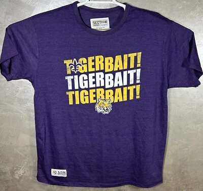 LSU Tigers мужчин XL фиолетовый "Tiger приманка" графический футболка с коротким рукавом Majestic - Изображение 1 из 4