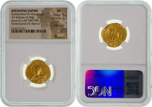 CONSTANTINO VII y ROMANO II. 945-959 d.C. AV Solidus (4,36 gm). NGC - Imagen 1 de 3