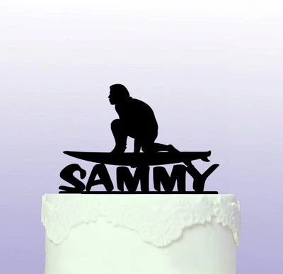 Personalised Surfing Acrylic Cake Topper - Image 1 of 2