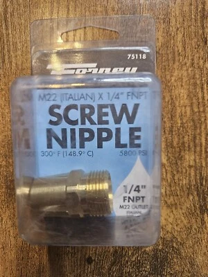 Accesorios para lavadora a presión Forney 75118, boquilla de tornillo M22 italiana a 1/4" FNPT Foto 1 de 3