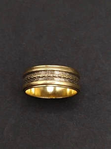 4.43g Art Carved 14k Yellow & White Gold 6mm Wedding Band Ring Size 6.25 Anniver - Picture 1 of 12