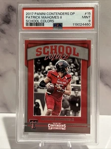 Patrick Mahomes RC 2017 Panini Contenders DP School Colors - Chiefs PSA-9 - Picture 1 of 2