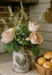 Vtg Farmhouse Coffee Pot Perculator Decor - Rooster with Floral Country Kitchen - Picture 1 of 18