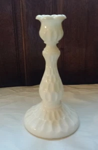 Vintage Fenton Thumbprint Milk Glass Candlestick - Picture 1 of 2