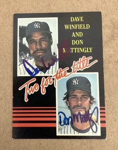 DON MATTINGLY DAVE WINFIELD NEW YORK YANKEES SIGNED 1985 DONRUSS CARD #651 JSA - Picture 1 of 3