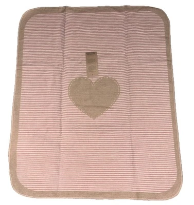 NUEVO CON ETIQUETAS David Fussenegger JUWEL Manta Bebé Corazón Rosa Tostado Algodón Franela Rayas Foto 1 de 3