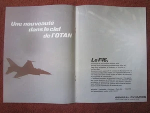 3/1979 PUB GENERAL DYNAMICS F-16 FIGHTING FALCON NATO NATO ORIGINAL FRANZÖSISCHE ANZEIGE - Bild 1 von 1
