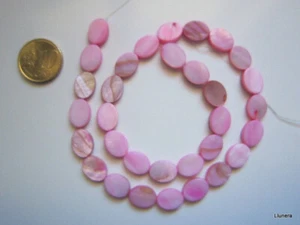 Perlas concha natural oval 12 x 9 mm hilo 39 cm 32 unidades rosa abalorios - Photo 1/4