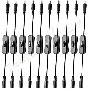 10 ON/OFF Switch 12VDC Wire Female Male Connector Light Strip Black LED US Stock - Picture 1 of 1