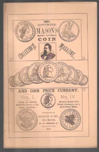 Vintage Sept 1884 Mason's monatlich illustrierte Münze Sammlermagazin ORIGINAL - Bild 1 von 1