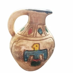 Vintage Tribal Tourist Pottery Pitcher Bud Vase Aztec - Picture 1 of 9