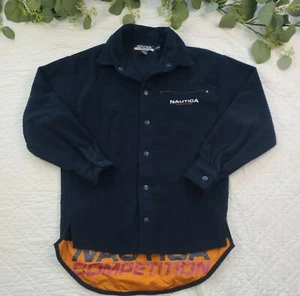 Nautica Competition Boys Full Button Blue Collared Shirt Size M 12/14 - Picture 1 of 6