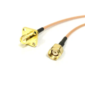 RP SMA wtyczka męska do RP SMA żeńska 4-otworowa mocowanie panelowe RG316 kabel pigtail 15cm 6" - Zdjęcie 1 z 4