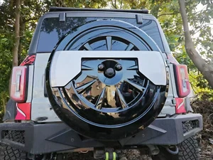 ABS Glossy Black&Silver Spare Tire Tyre Wheel Cover Fits For Bronco 2021-2024 - Picture 1 of 4