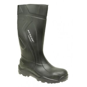 Dunlop PUROFORT+ Unisex Mens Ladies Unisex S5 Full Safety Wellington Boots Green