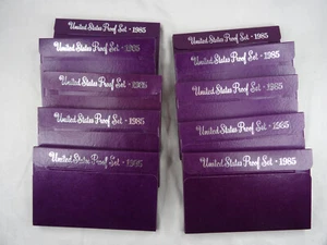 (10) 1985-S US Mint Proof Sets OGP Deep Cameo 50 Coins Wholesale Lot - Picture 1 of 3