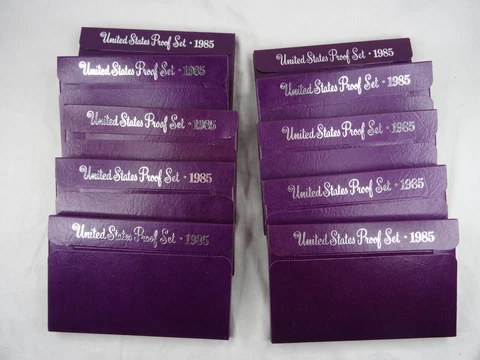 (10) 1985-S US Mint Proof Sets OGP Deep Cameo 50 Coins Wholesale Lot Cover