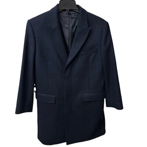 J Crew Jules Tournier French Wool Peak Lapel Topcoat Men’s Size 40S Navy Blue - Picture 1 of 13