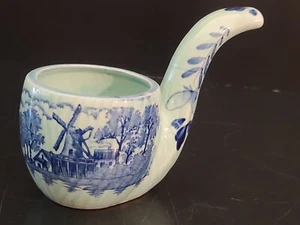 Vintage Blue & Turquoise Tobacco Pipe Shaped Planter With Windmill Graphics  - Picture 1 of 11