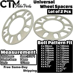 2x 5mm (3/16") Thick 5x5(5x127) Universal Wheel Spacer | Pacific Journey Voyager