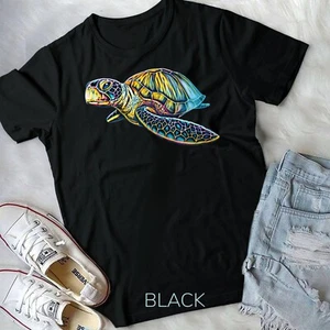 Sea Turtle Motif Sea Animals Ocean Turtles colorful Unisex T-shirt - Picture 1 of 11