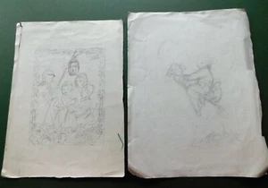 Two Original Unfinished Artwork Pencil Sketches From The W S Foyster Portfolio - Picture 1 of 6