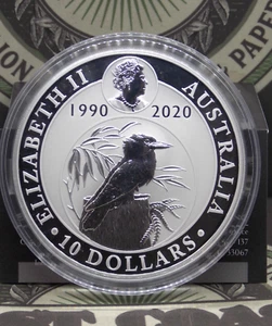 2020 "P" $10 Australia *KOOKABURRA* 10oz .9999 Silver 30th Anniversary w/Capsule - Picture 1 of 4