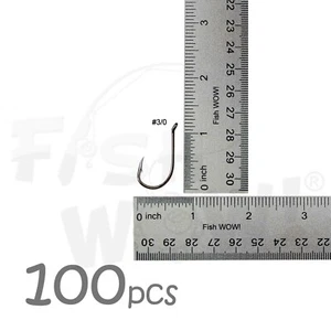 100 Stück Fische WOW!® Größe 3/0 Angeln J Form Oktopus Haken Hi-Carbon Black Nickel  - Bild 1 von 3