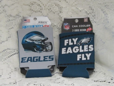 PHILADELPHIA EAGLES NFL TWO12 OZ CAN COOLER PACKAGE NEW TWO SIDED NEW GREEN Cover