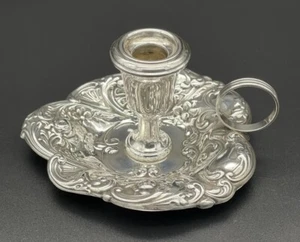 Gorham Sterling Silver Floral Repousse Chamberstick # 324 - Picture 1 of 12