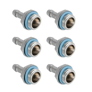 6Pcs Tube Tow-touch Fitting Barb Connector 9mm G1/4 Thread For PC Water Cooling - Photo 1/8