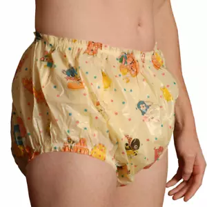 Rearz Christy Adult Nursery Print Plastic Pants Diaper/Nappy Cover - Yellow - Picture 1 of 1