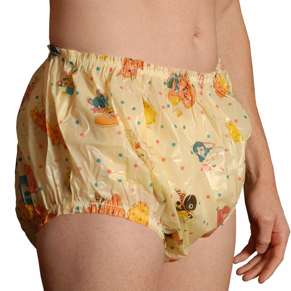 Pañal/cubierta de pañal de plástico con estampado de guardería para adultos Rearz Christy - amarillo Foto 1 de 1