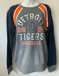 MLB Detroit Tigers Gen. Merch Logo Ladies L/S Crew Pullover Sweater Team Color - Picture 1 of 8