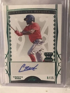 2022 Leaf Trinity Ceddanne Rafaela XRC Rookie Card Auto 9/15 Green Foil RED SOX - Picture 1 of 4