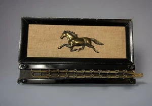 Vintage Brass Horse & Wood Tie/ Belt/jewelry Rack , holds 12 items / Japan . - Picture 1 of 19