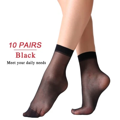 10/20 pares de calcetines tobilleros ultrafinos transparentes de seda cortos para mujer Foto 1 de 4