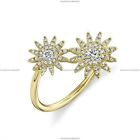 0.24 Ct Diamond Starburst Art Deco Engagement Diamond Ring 14k Gold Fine Jewelry